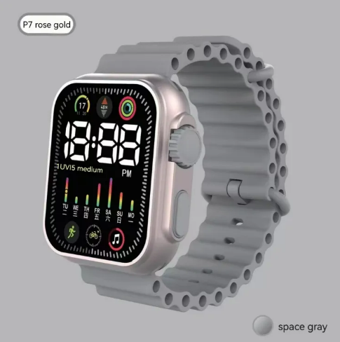 Picture of LED electronic watch P7 rose gold marine band fashion digital sports students children LED electronic watch