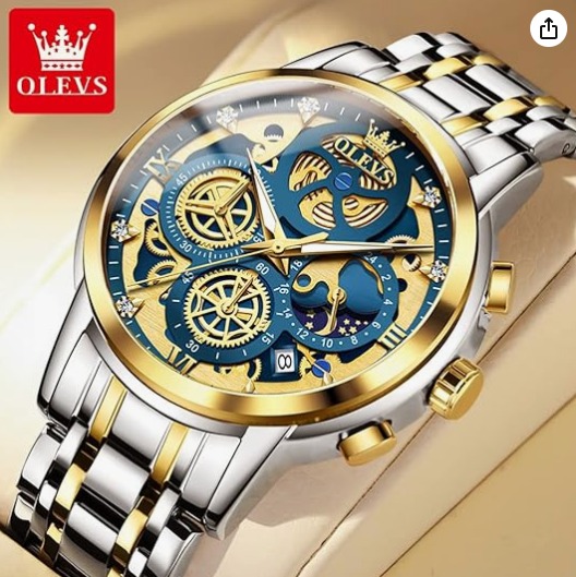 Picture of Inspired by olevs  Watch Men Stainless Steel Watches Luxury Diamond Chronograph Multifunction Men Wrist Watch with Date Business Classic Dress Watch for Men Gift for Men reloj de Hombre