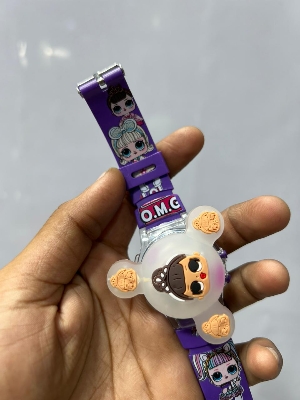 Picture of Time Up Digital Dial Cartoon Revolving Cap Glowing Light Cartoon Printed Strap Colorful Kids Watch for Boys & Girls (Age:4-12 Years) -RC56-Y