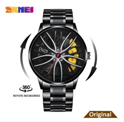 Picture of Inspired by skemi Waterproof Stainless Steel Quartz Car Wheel Rim Hub Design Men's Wrist Watch