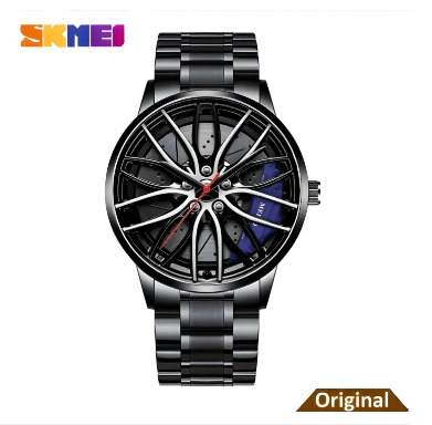 Picture of Inspired by skemi Waterproof Stainless Steel Quartz Car Wheel Rim Hub Design Men's Wrist Watch