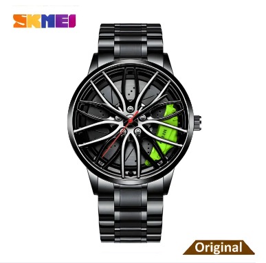 Picture of Inspired by skemi Waterproof Stainless Steel Quartz Car Wheel Rim Hub Design Men's Wrist Watch