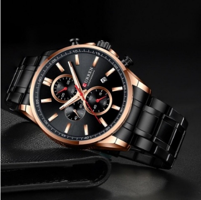 Picture of Inspired by Curren men black Luxury Brand Fashion Quartz Watch Men Sports Chronograph Clock without date