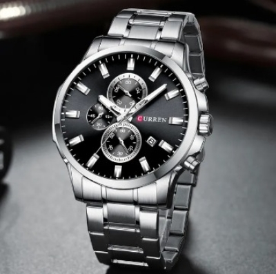 Picture of Inspired by Curren men black Luxury Brand Fashion Quartz Watch Men Sports Chronograph Clock without date