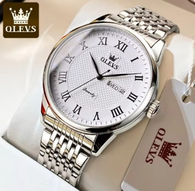 Picture of Inspired by olevs  Men's Watches Classic Simple Original Quartz Watch for Man Stainless Steel Waterproof Roman Scale Wristwatch Date Week