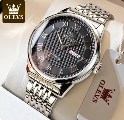 Picture of Inspired by olevs  Men's Watches Classic Simple Original Quartz Watch for Man Stainless Steel Waterproof Roman Scale Wristwatch Date Week