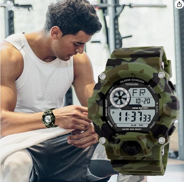 Picture of Inspired by G force Men's Digital Sports Watch with Big Dial LED Waterproof 50M, Camouflage