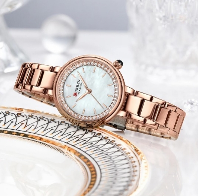 Picture of Inspired by curren gol Ladies Watch Luxury Top Brand Quartz Watch Stainless Steel Watch Sports Waterproof Simple Ladies Watch Reloj Mujer