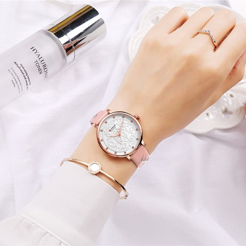Picture of Inspired by Curren 9046 Fashion Stainless Steel Analog Watch for Women-Rose Gold and Black Color-Watch