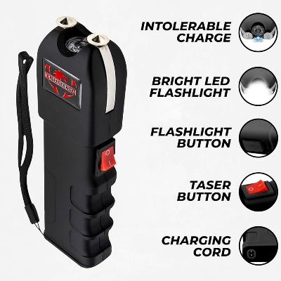 Picture of Tactical Flashlight 928 - High Impact ABS, USB Charging with Window Switch, Fixed Flashlight for Self Defense ( Black )