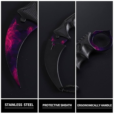 Picture of Karambit Knife Fixed Blade Knife Fixed Blade Tactical Camping Tool with Sheath and Cord for Camping Hunting ( Black )