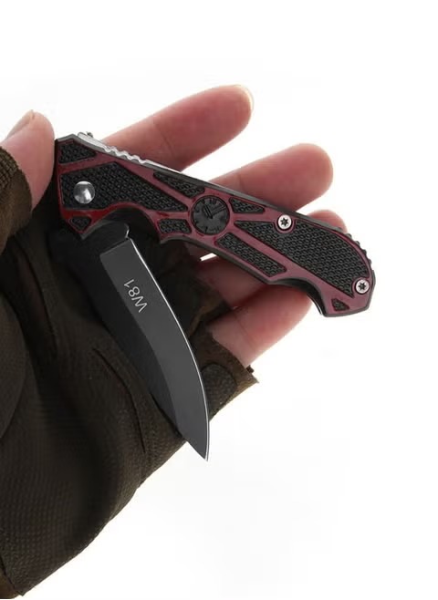 Picture of HARNDS Blazer Hunting Camping Folding K nife 9Cr18MoV Steel Blade Double Safety Lock G10 Handle with Sheath Folding K nife (Satin) ( Multicolor )