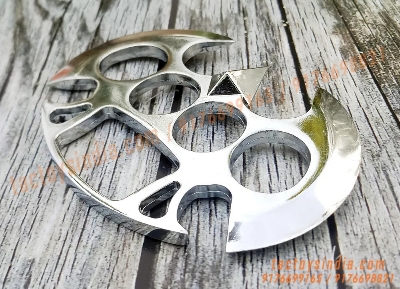 Picture of Photography Old metal brass knuckles knuckledusters with spikes isolated on white background injuries, street fights, fights without rules, urban crime