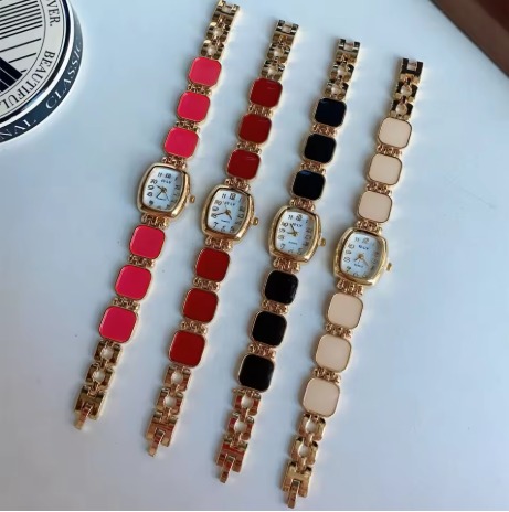 Picture of Insprid bye Luxury vintage multi-color quartz wristwatch with tonneau frame, gift watch for women