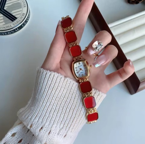 Picture of Insprid bye Luxury vintage multi-color quartz wristwatch with tonneau frame, gift watch for women