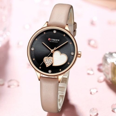 Picture of Inspried bye CURREN C9077L Brown PU Leather Analog Watch For Women - Black & Brown