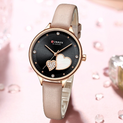 Picture of Inspried bye CURREN C9077L Brown PU Leather Analog Watch For Women - Black & Brown