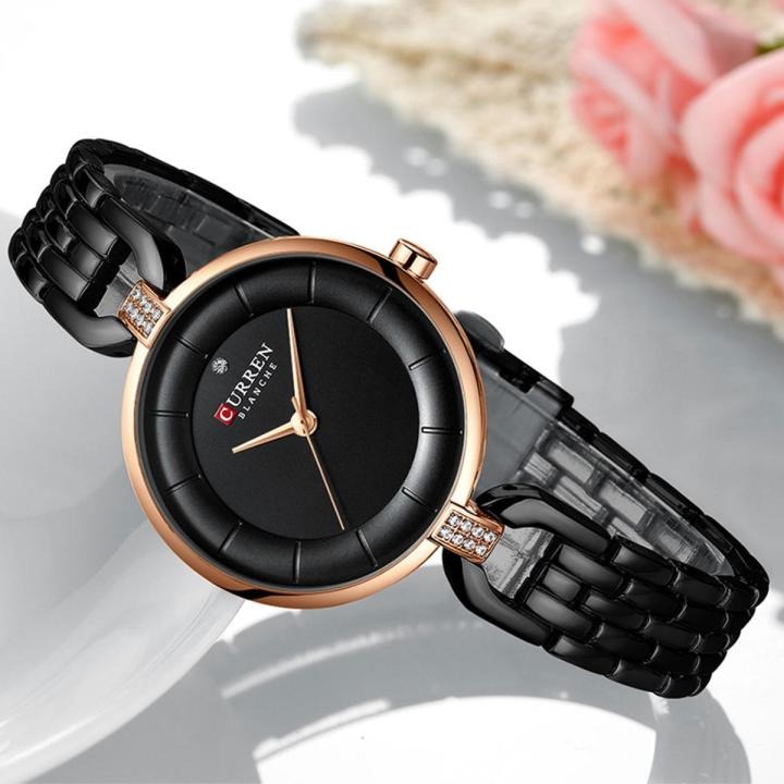 Picture of inspried by Curren 9052 Luxury Brand Fashion Stainless Steel Wrist Watch For Women - Black