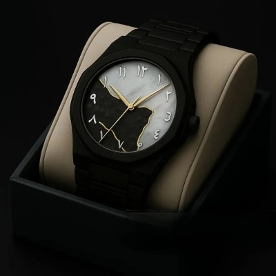 Picture of Arabic Aura Watch – Carbon Fiber Look Body with Sleek & Modern Design - White X Green