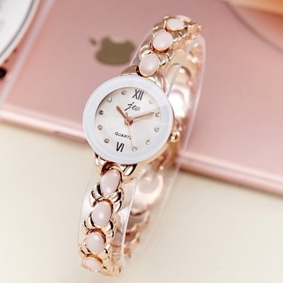 Picture of Inspried bye Rose Gold Plated Simulated Opal Rhinestone Women's Dress Bracelet Quartz Watches ( White )