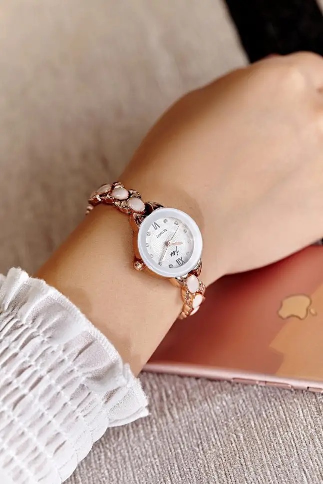 Picture of Inspried bye Rose Gold Plated Simulated Opal Rhinestone Women's Dress Bracelet Quartz Watches ( White )
