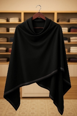 Picture of PULI Womens Large Cross Front Poncho Sweater Wrap Topper Knitted Elegant Shawls Cape for Fall Winter