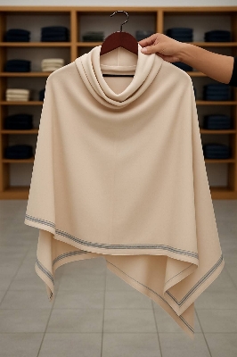 Picture of PULI Womens Large Cross Front Poncho Sweater Wrap Topper Knitted Elegant Shawls Cape for Fall Winter