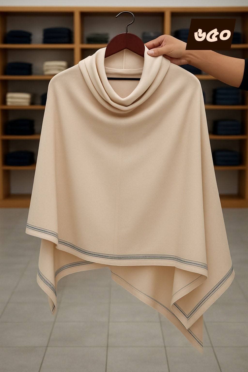 Picture of PULI Womens Large Cross Front Poncho Sweater Wrap Topper Knitted Elegant Shawls Cape for Fall Winter