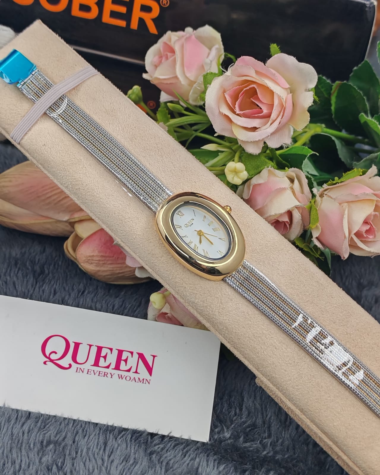 Picture of Gosasa Elegant Women's Quartz Watch - Oval Dial, Slim & Cute, Modern Minimalist Design, 30m Waterproof, Mother-of-Pearl Face, Adjustable Stainless Steel Mesh Band