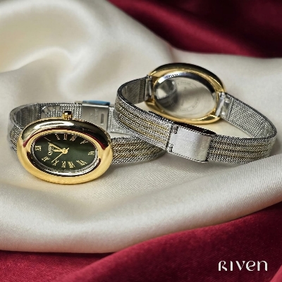 Picture of Gosasa Elegant Women's Quartz Watch - Oval Dial, Slim & Cute, Modern Minimalist Design, 30m Waterproof, Mother-of-Pearl Face, Adjustable Stainless Steel Mesh Band