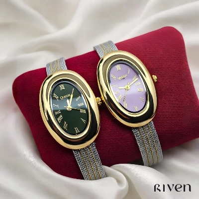 Picture of Gosasa Elegant Women's Quartz Watch - Oval Dial, Slim & Cute, Modern Minimalist Design, 30m Waterproof, Mother-of-Pearl Face, Adjustable Stainless Steel Mesh Band