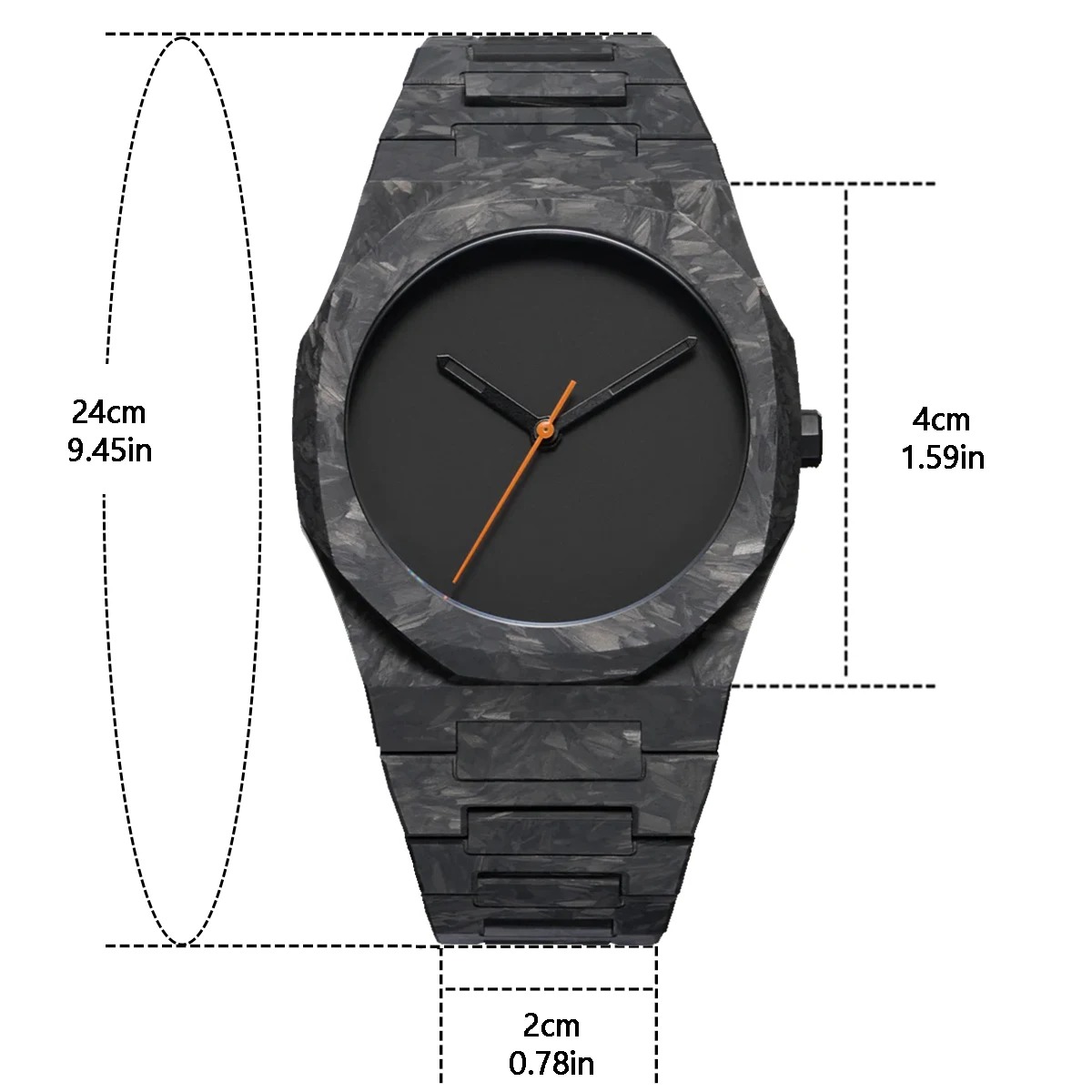 Picture of Black polycarbonate marble design quartz men's watch with classic oriental Arabic numerals and a new trend ( Black )