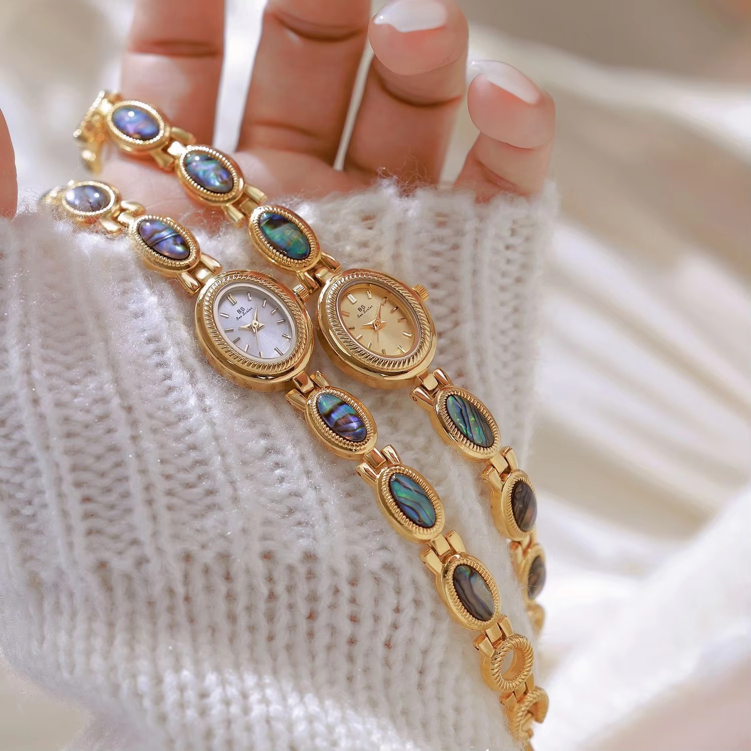 Picture of BS FA1835 Women Quartz Watch for Women Black Gold Abalone Shell Watches Gold Luxury Ladies Watch Woman Wristwatches Montre Femme