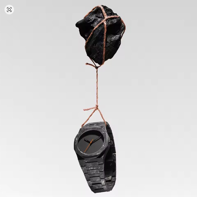 Picture of Black polycarbonate marble design quartz men's watch with classic oriental Arabic numerals and a new trend ( Black )