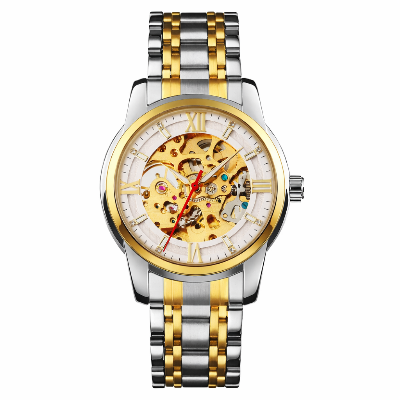 Picture of SKMEI 9222 Automatic Mechanical Watch for Men-Golden Silver and White