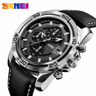 Picture of SKMEI 9156 Active Chronograph Leather Quartz Watch for Men- Black