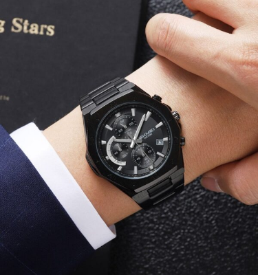 Picture of SKMEI 2452 Luxury Active Chronograph Luminous Stainless Steel Men’s Quartz Watch-Black
