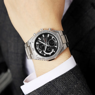 Picture of SKMEI 2452 Luxury Active Chronograph Luminous Stainless Steel Men’s Quartz Watch- Silver Black