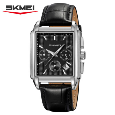 Picture of SKMEI 2339 Chronograph Watch For Men-Silver Black Leather