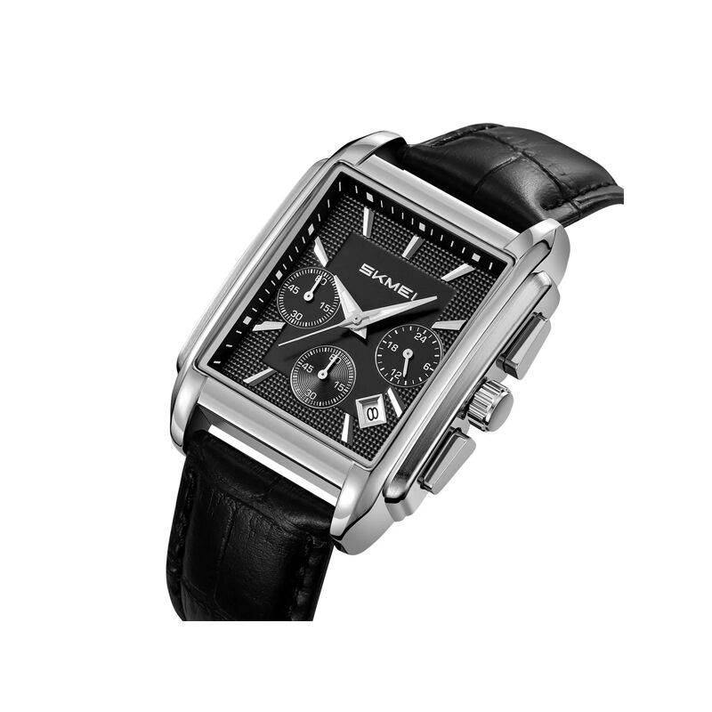 Picture of SKMEI 2339 Chronograph Watch For Men-Silver Black Leather
