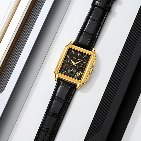 Picture of SKMEI 2339 Chronograph Watch For Men-Golden Black Leather