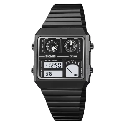 Picture of SKMEI 2198 Thermometer Luminous Alarm Alloy Square Watch For Men-Black