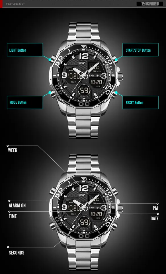 Picture of SKMEI 1649 Digital Analog Watch For Men-Silver