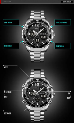 Picture of SKMEI 1649 Digital Analog Watch For Men-Silver