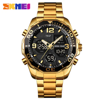 Picture of SKMEI 1649 Digital Analog Watch For Men-Golden Black