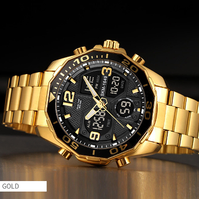 Picture of SKMEI 1649 Digital Analog Watch For Men-Golden Black