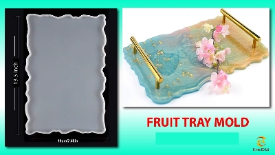 Picture of 12 inch Resin Tray Mold DIY Decorative Resin Casting Mold Silicone Mold Resin Craft Mold Without Handle White