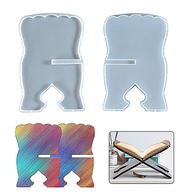 Picture of 1 Pieces Silicone Book Stand Mold Book Holder Resin Mold Epoxy Casting Moulds Butterfly Bookshelf Silicone Mould Reading Bookshelf Home Office Decoration Religious Suppliesr White
