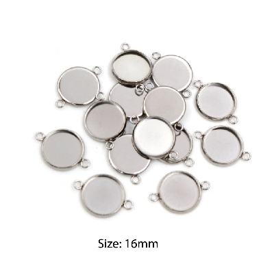 Picture of Round Pendant Base Bezel DIY Jewelry Making Accessories Silver