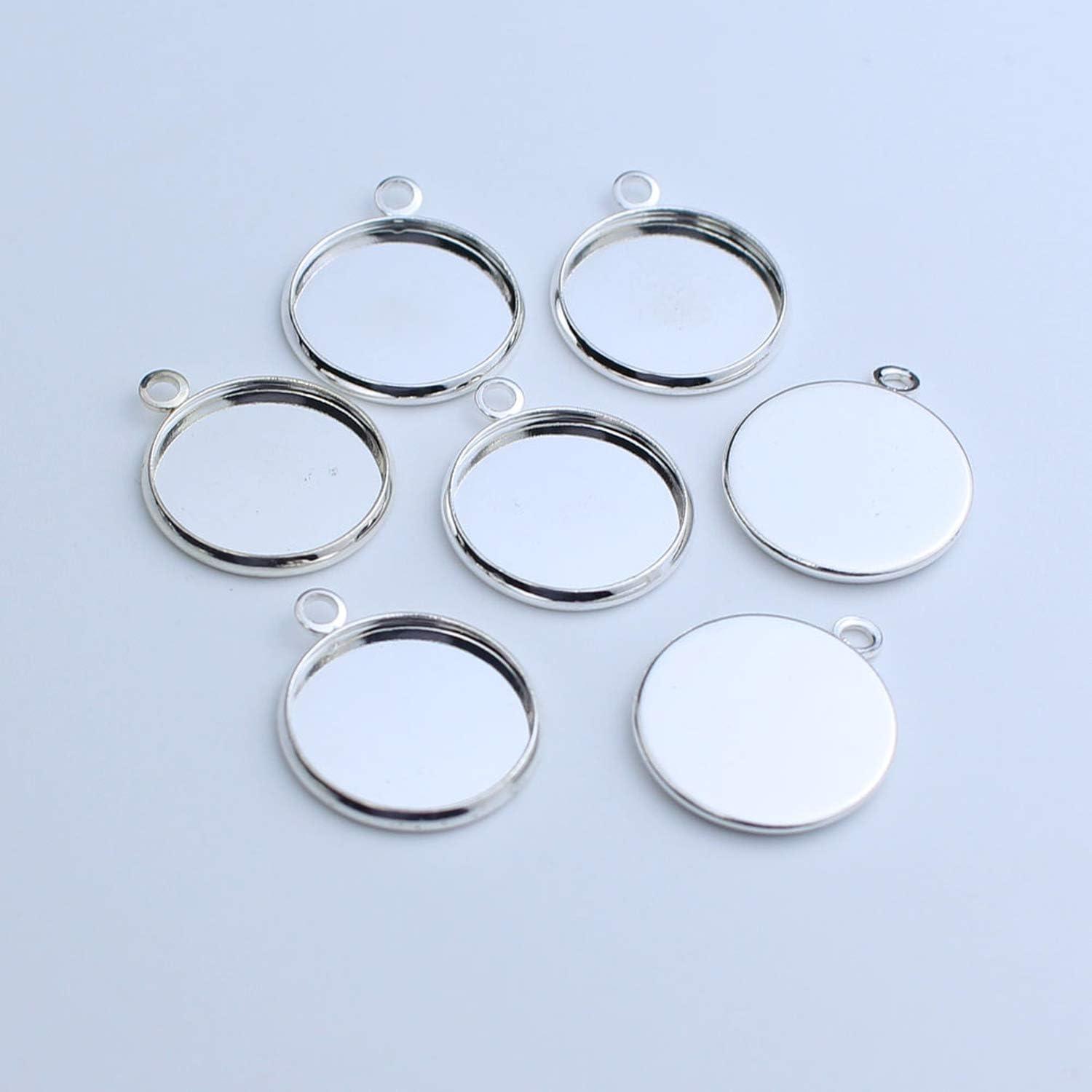 Picture of Round Pendant Base Bezel DIY Jewelry Making Accessories Silver